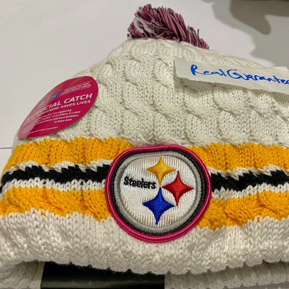 RARE 100% New Era 2014 Pittsburgh Steelers Women\'s Crucial Catch Cable Knit Hat main image 4